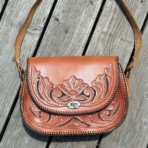 Beautiful Vintage 70s-ish Hand Tooled Leather Purse